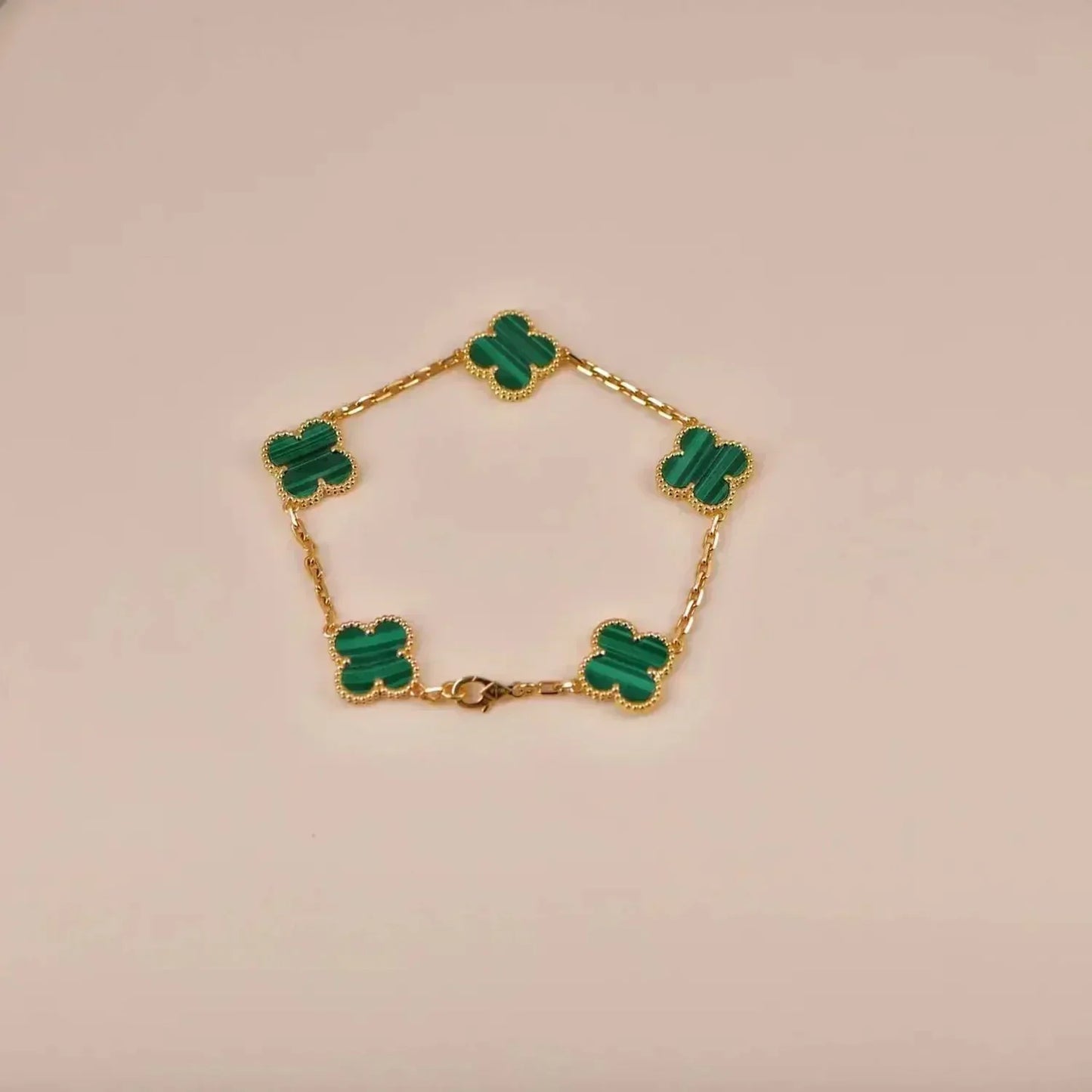 [Moco jewelrys] CLOVER 5 MOTIF MALACHITE BRACELET COLLECTION
