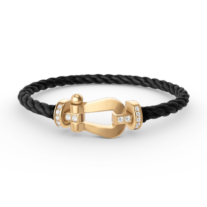 [moco jewelrys]FORCE LARGE HORSESHOE HALF DIAMOND BRACELET GOLD