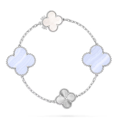 [Moco jewelrys]DETACHABLE CLOVER 15(11+4) FLOWER SILVER NECKLACE SET