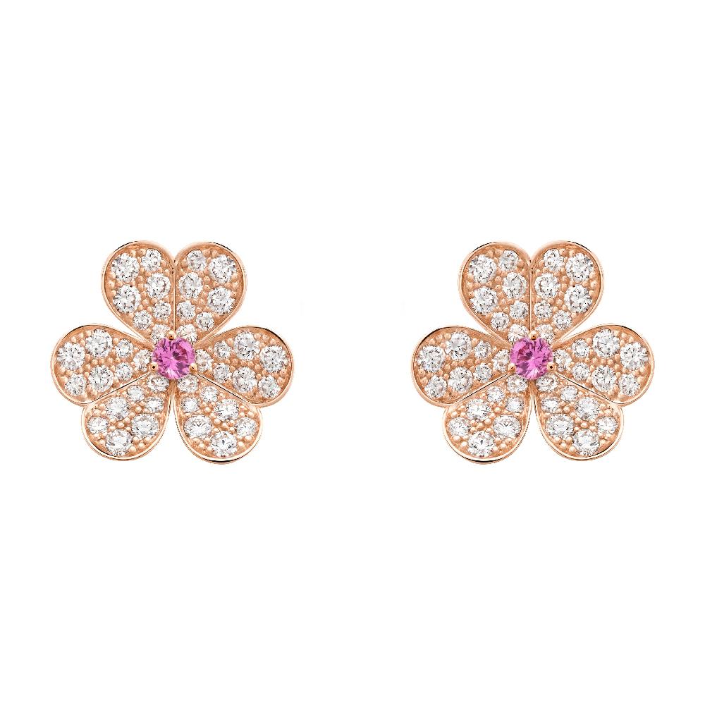 [moco jewelrys]FRIVOLE PINK GOLD FLOWER DIAMOND EARRINGS