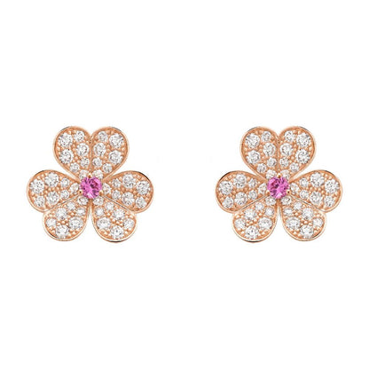 [moco jewelrys]FRIVOLE PINK GOLD FLOWER DIAMOND EARRINGS