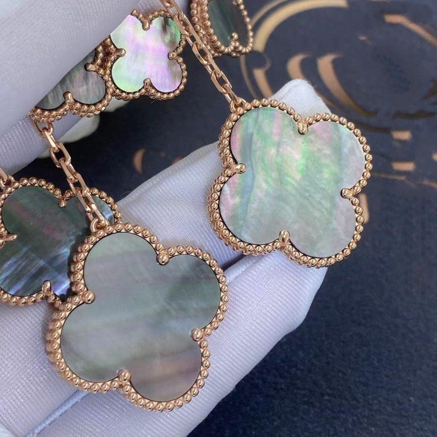 [moco jewelrys]CLOVER EARRINGS DARK MOP 4 MOTIFS ROSE GOLD