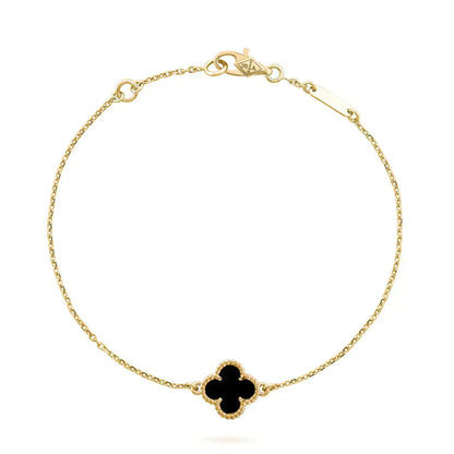 [moco jewelrys]CLOVER ONYX SINGLE FLOWER BRACELET