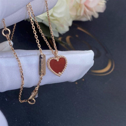 [moco jewelrys]SWEET CLOVER CARNELIAN HEART NECKLACE