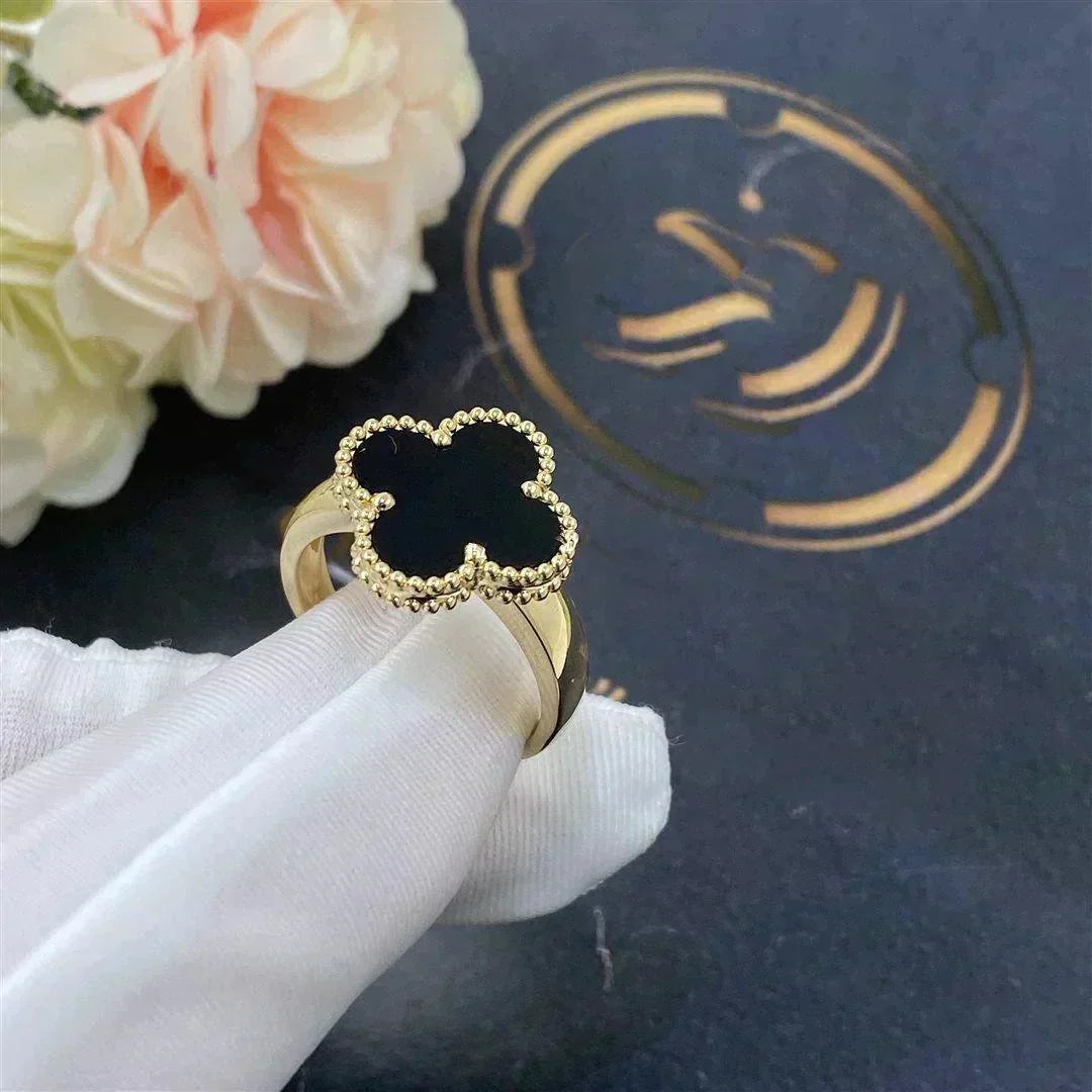 [moco jewelrys]CLOVER ONYX RING