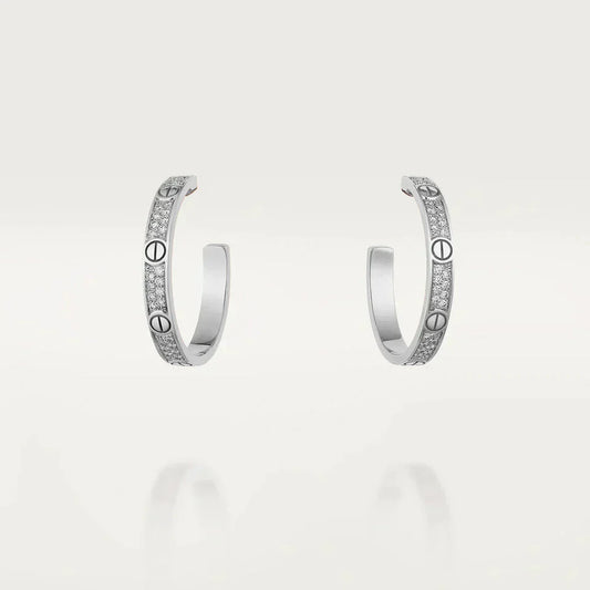 [moco jewelrys]LOVE DIAMOND SILVER HOOP EARRINGS