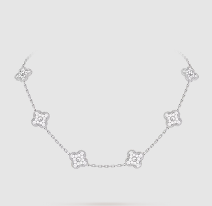 [Moco jewelrys]CLOVER 10 MOTIFS FULL DIAMOND NECKLACE