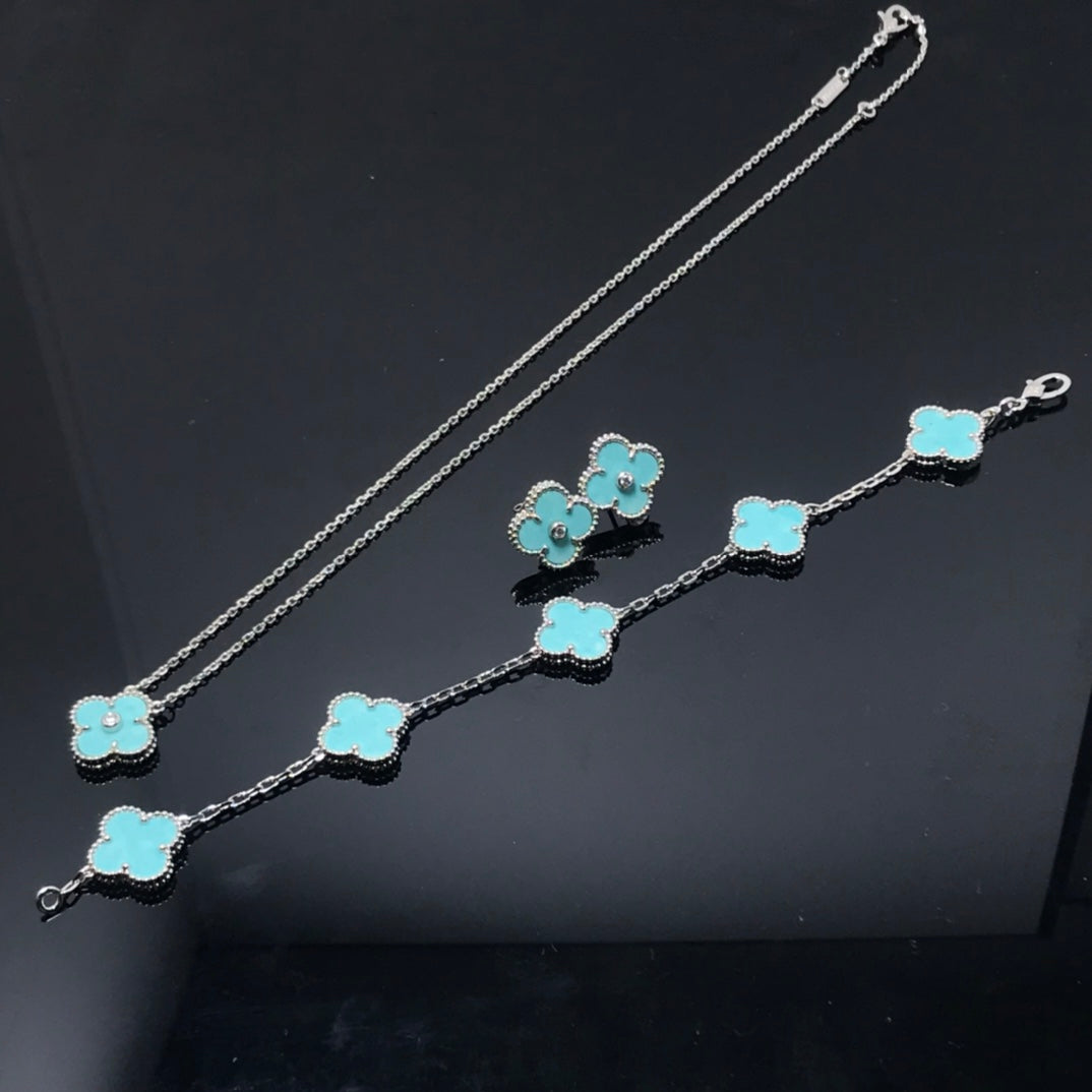 [moco jewelrys]CLOVER 1 DIAMOND BLUE SKY SILVER EARRINGS