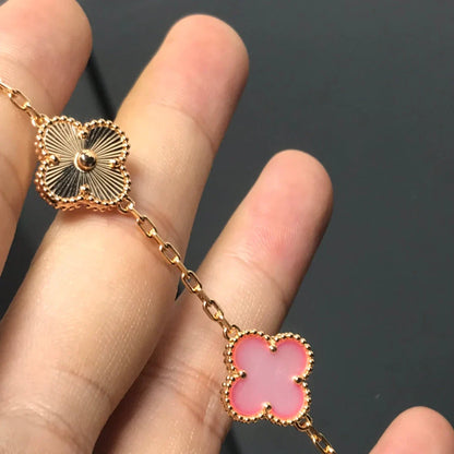 [Moco jewelrys] CLOVER 5 MOTIFS  PINK MOP BRACELET COLLECTION