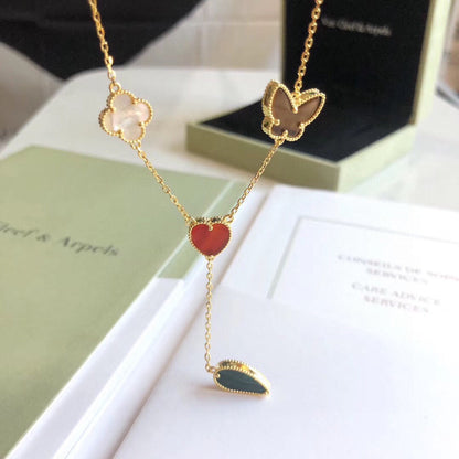 [moco jewelrys]LUCKY SPRING 4 MOTIFS ROSE GOLD NECKLACE