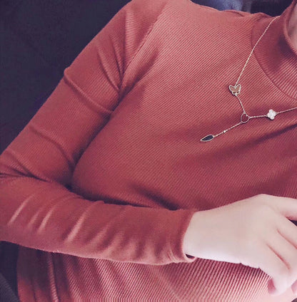 [moco jewelrys]LUCKY SPRING 4 MOTIFS ROSE GOLD NECKLACE