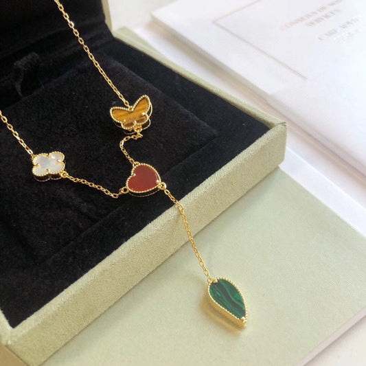 [moco jewelrys]LUCKY SPRING 4 MOTIFS ROSE GOLD NECKLACE