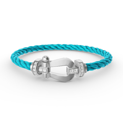 [moco jewelrys]FORCE LARGE HORSESHOE HALF DIAMOND BRACELET SILVER