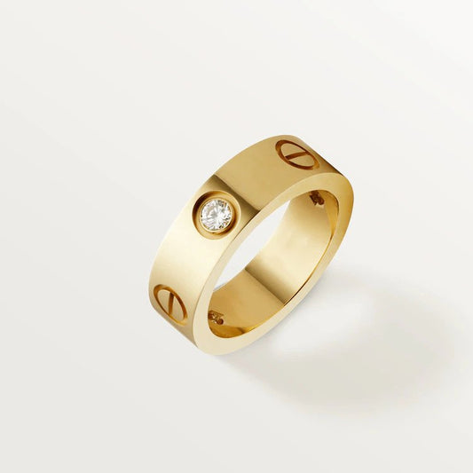 [moco jewelrys]LOVE RING 5.5MM 3 DIAMONDS PINK GOLD